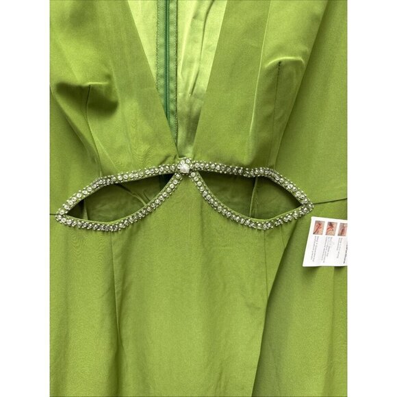New Mac Duggal Size 10 Green 2630 Embellished Cut Out Gown Dress Prom Cocktail - Picture 7 of 11